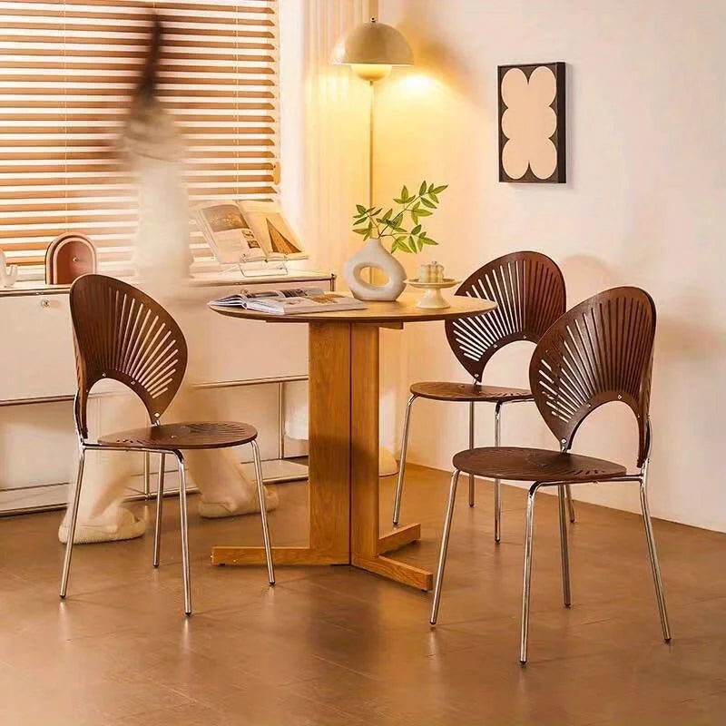 Nordic dining chair solid wood home coffee chair backrest retro dining table and chair simple guest negotiation casualshellchair
