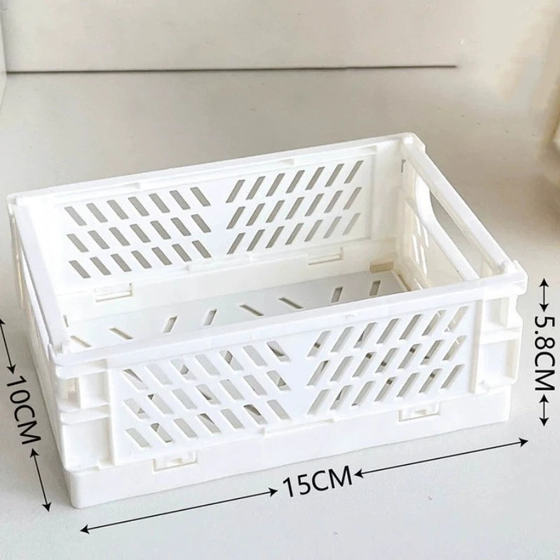 1PC Desktop Foldable Storage Box, Student Stationery Shelf, Miscellaneous Cosmetics Storage Basket