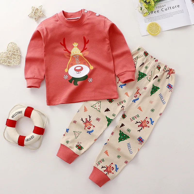 2025 Autumn New Children Cotton Suit Boys Girls Long-sleeved Underwear Pajamas Baby Clothes Children Home Clothing