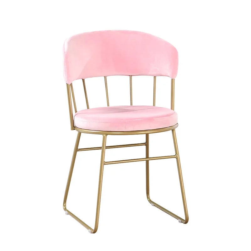 Nordic wrought iron back armrest dining chair light luxury simple Internet celebrity gold manicure makeup chair restaurant