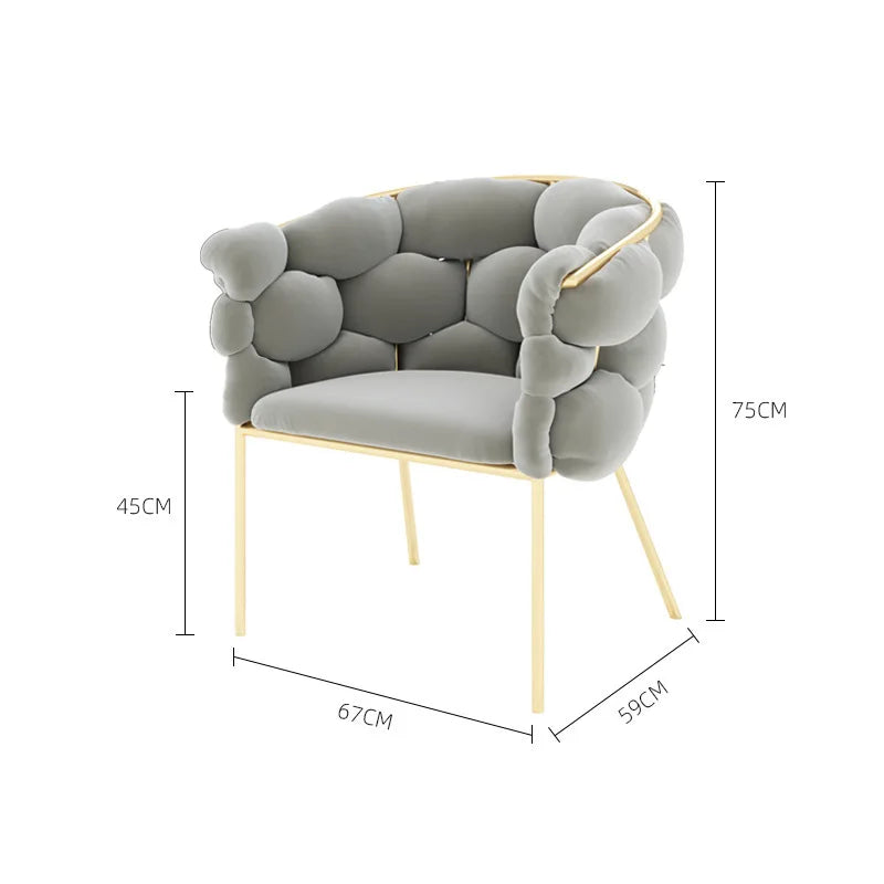 Nordic wrought iron back armrest dining chair light luxury simple Internet celebrity gold manicure makeup chair restaurant