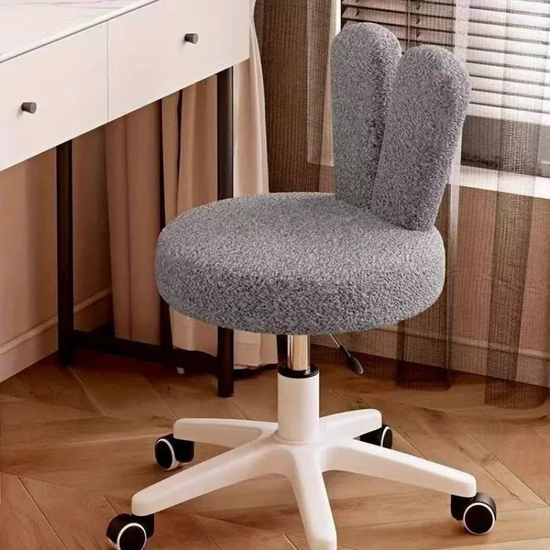Rabbit Ear Makeup Chair Cream Wind Lamb Fleece Chair Bedroom Computer Back Chair Nail Shop Cartoon Lifting Dressing Stool