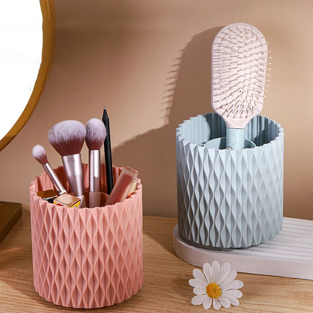 1PC Desk Stationery Storage Box Makeup Cartridge Mouth Red Storage Box Light Luxury Bucket Rotating Pen Holder