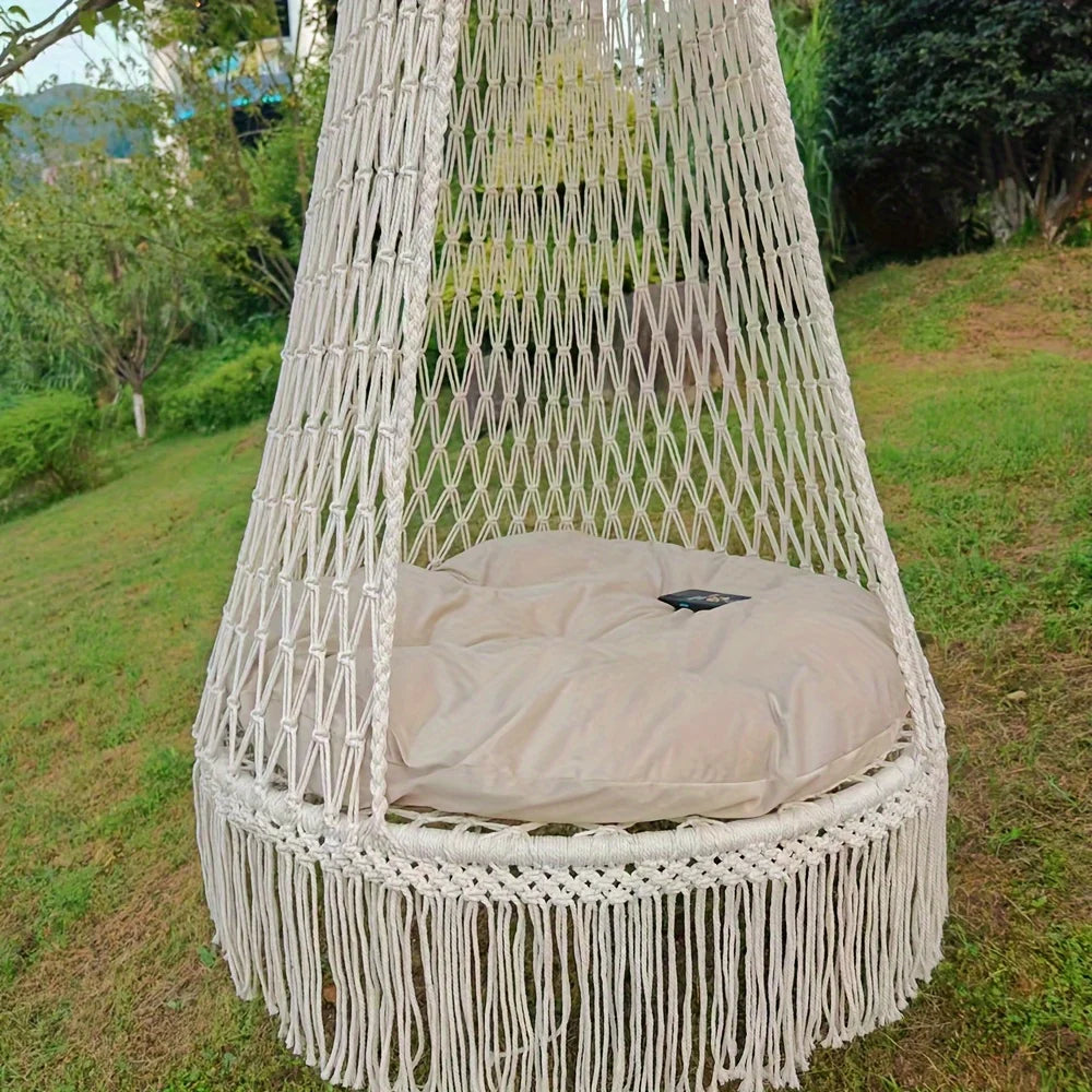 Handmade woven tassel hanging chair Bohemian courtyard swing indoor hammock outdoor hammock does not include seat cushion