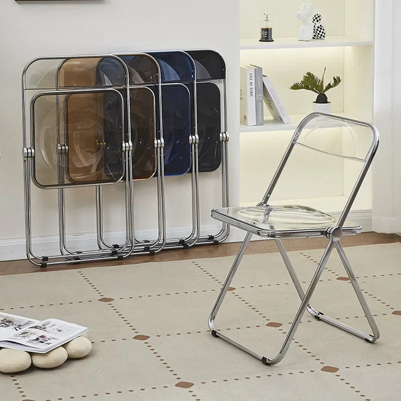 Acrylic Transparent Folding Chair Simple Home Ins Dining Chair Stool for Clothing Store Photo Fashion Internet Celebrity