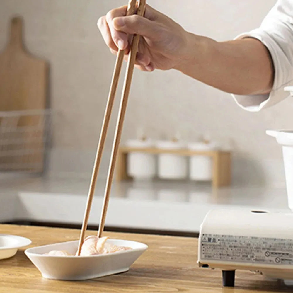 1Pair Long Hot Pot Fried Chopsticks Home Non-slip Lo Mein Chopsticks Kitchen Solid Wood For Cooking Hot Pot
