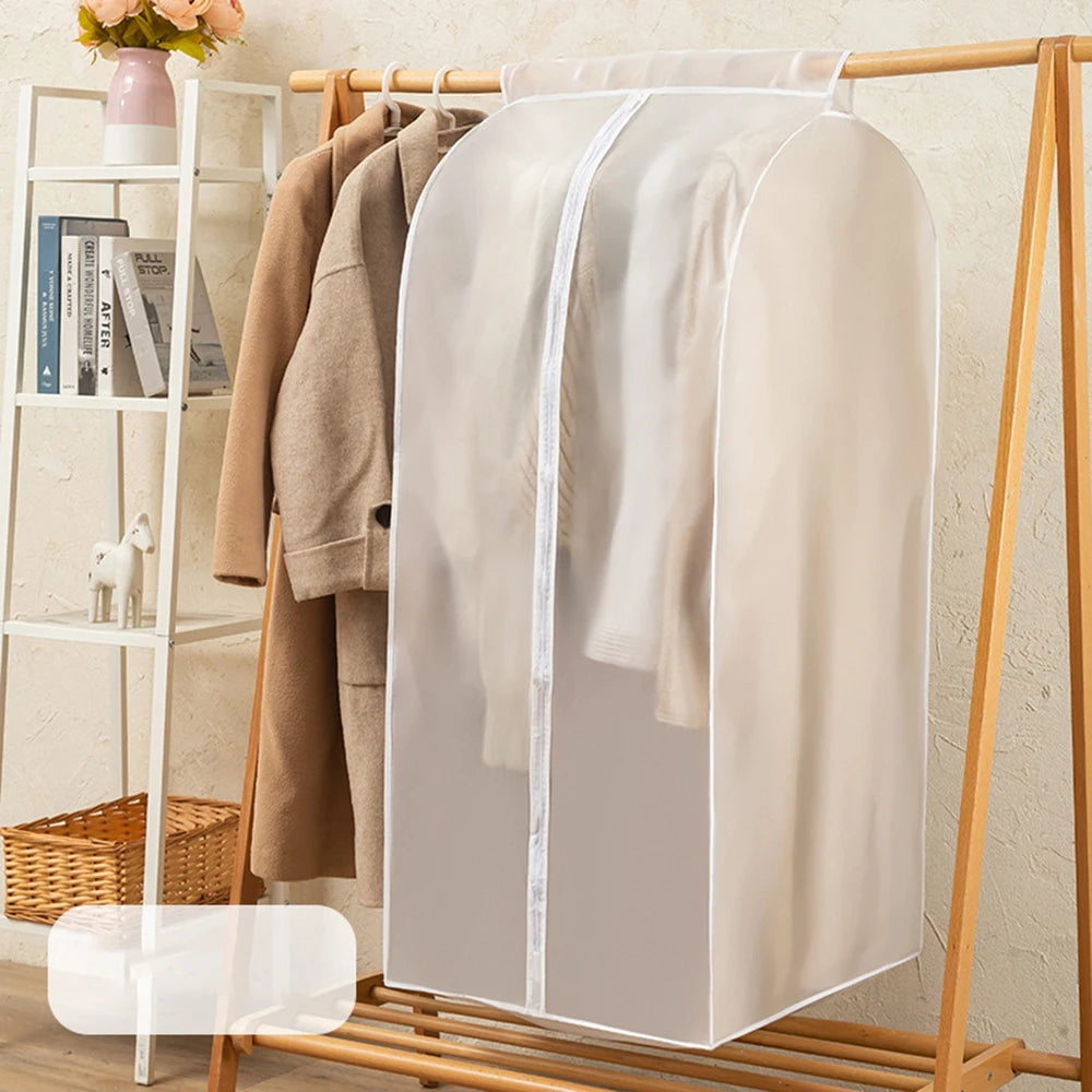 1PC Vertical Clothing Dust Cover Transparent Washable Hanging Bag Household Hanging Thick Coat Suit Dust Bag