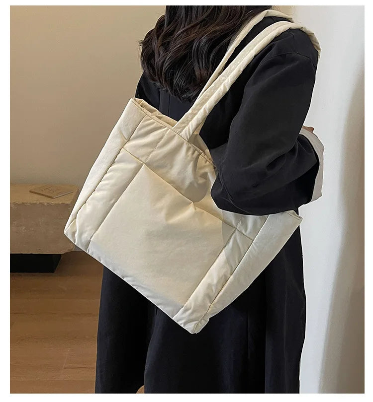 New commuter tote bag female college student class canvas bag nylon handbag large capacity Korean shoulder bag
