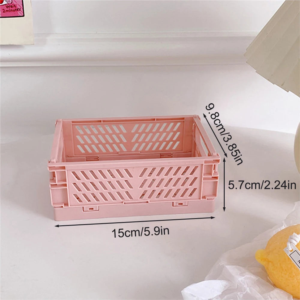 1PC Desktop Foldable Storage Box, Student Stationery Shelf, Miscellaneous Cosmetics Storage Basket