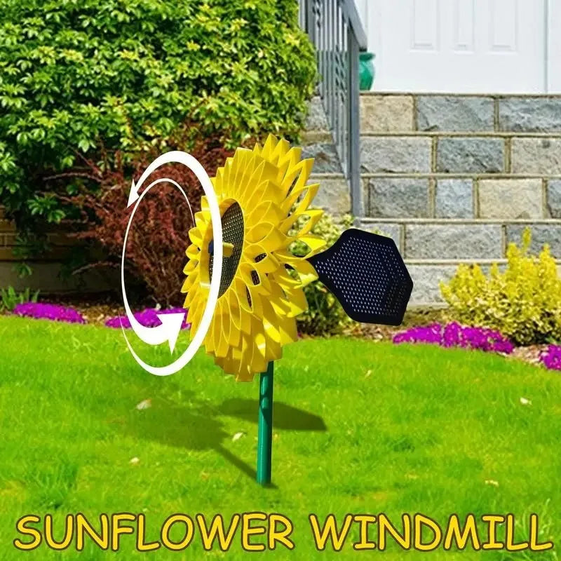 3D Print Sunflower Wind Spinner Sunflower Yard Spinners Heavy Duty Waterproof Weatherproof For Garden Decoration