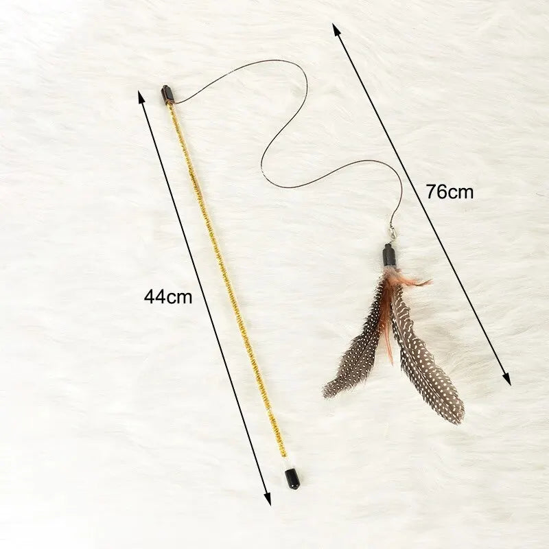 1PC Primary Feather Cat Teaser Stick with Feather Bell for Indoor Cats' Fun Exercise Interactive Pet Toy