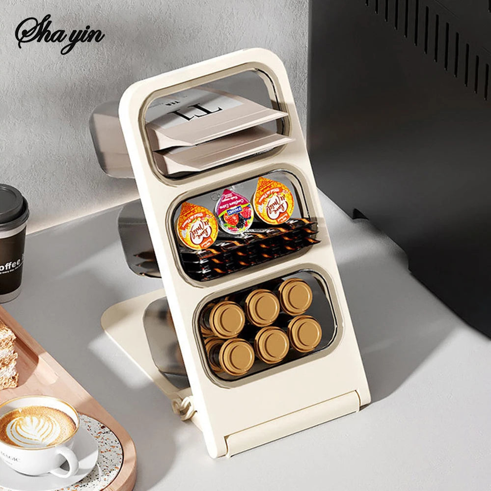1PC Tea Room Capsule Coffee Storage Box, Desktop Tea And Snack Organizing Rack, Pencil Storage Box