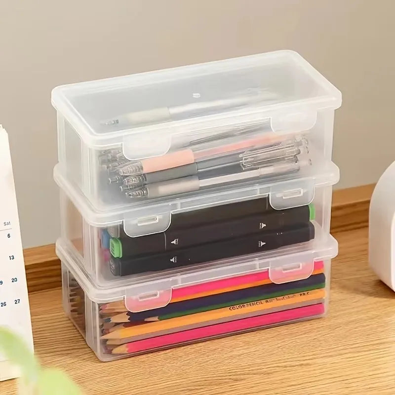 1PC Storage box Transparent stationery pen Children's crayon pen bag Desktop storage and clutter