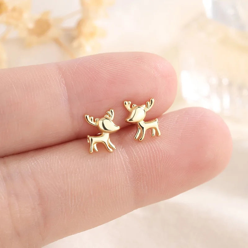 Small Flower Deer Stud Earrings