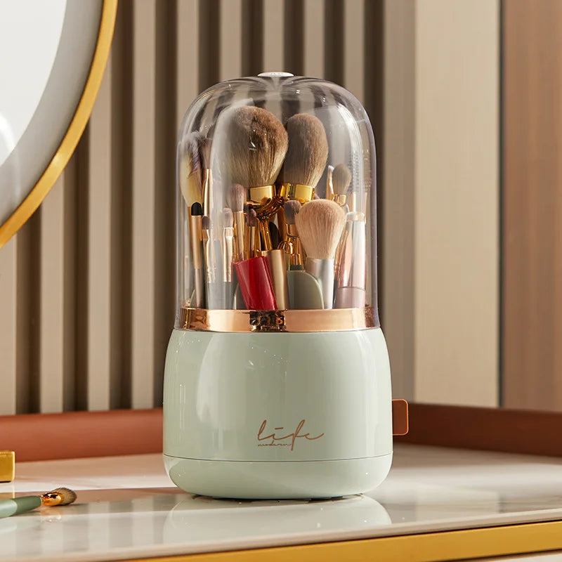 1PC Desktop Storage Box For Rotating Transparent Makeup Brush Storage Box Brush Holder Storage Bucket
