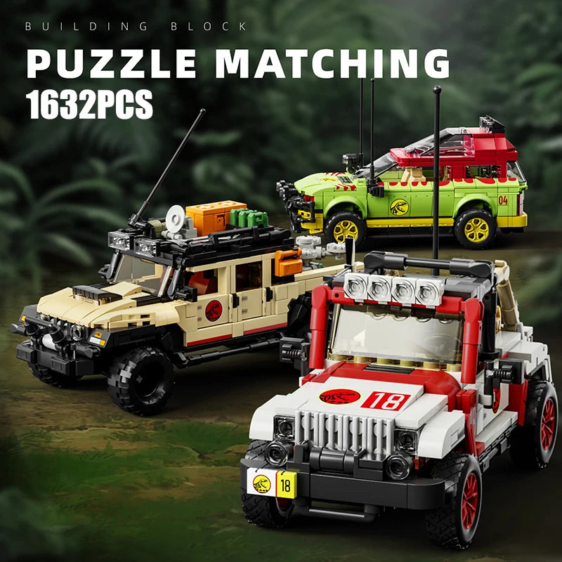 1632Pcs Jurassic Dinosaur theme 3 in 1 Eight grids Classic Off-Road Vehicle Building Block Sets model bricks Toy Christmas Gifts