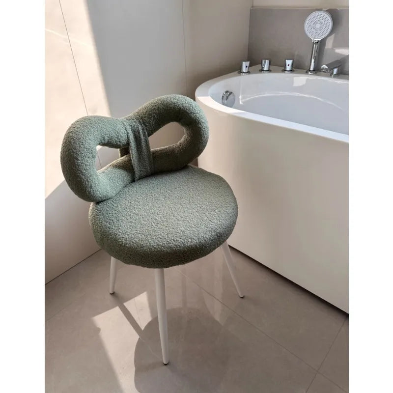 Cream wind back chair Internet celebrity bow makeup chair dresser manicure stool makeup stool fairy butterfly chair
