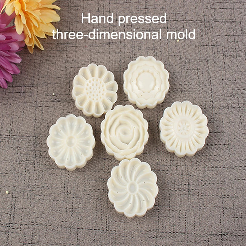 1set/2set Three-Dimensional Rose-Shaped Mooncake Mold, Hand-Pressing Mid-Autumn Festival Mooncake Mold Diy Baking Set