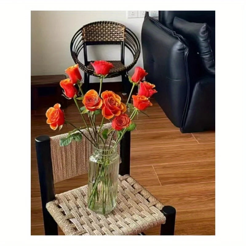 Shoe changing stool, woven stool, medieval rope woven stool, ins style Nordic solid wood home low stool with