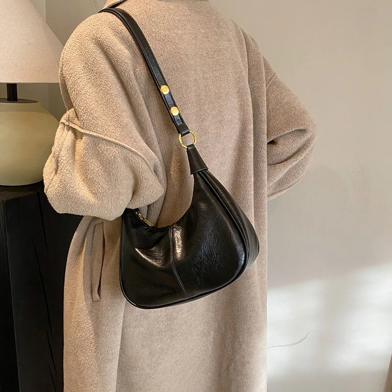 Solid Color Shoulder Bag for Women