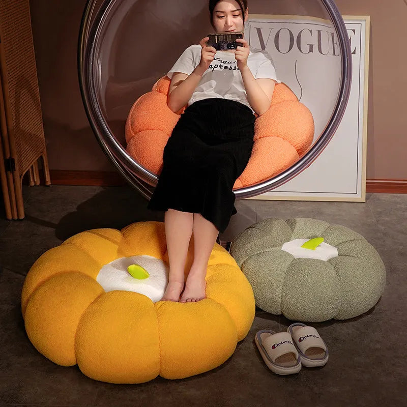 Pumpkin cushion, cushion, sitting on the ground, lazy person, living room, buttocks cushion, tatami mat,