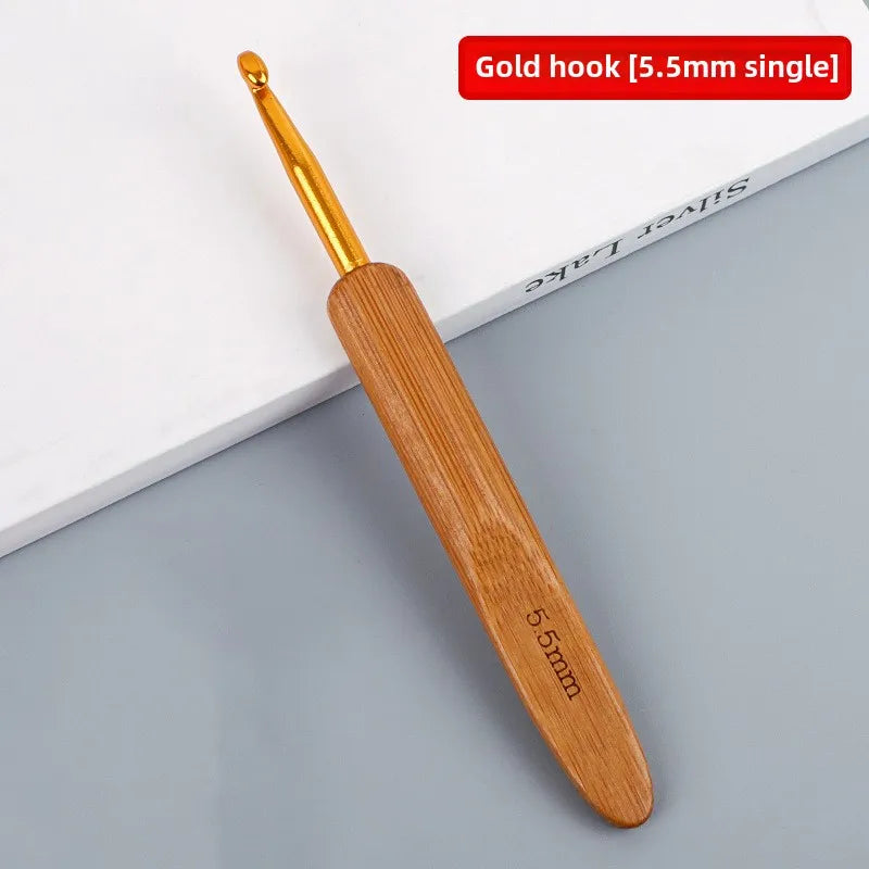 Full set of bamboo handle crochet bamboo crochet wool hook hand knitting tools sweater needle round head carbonized crochet
