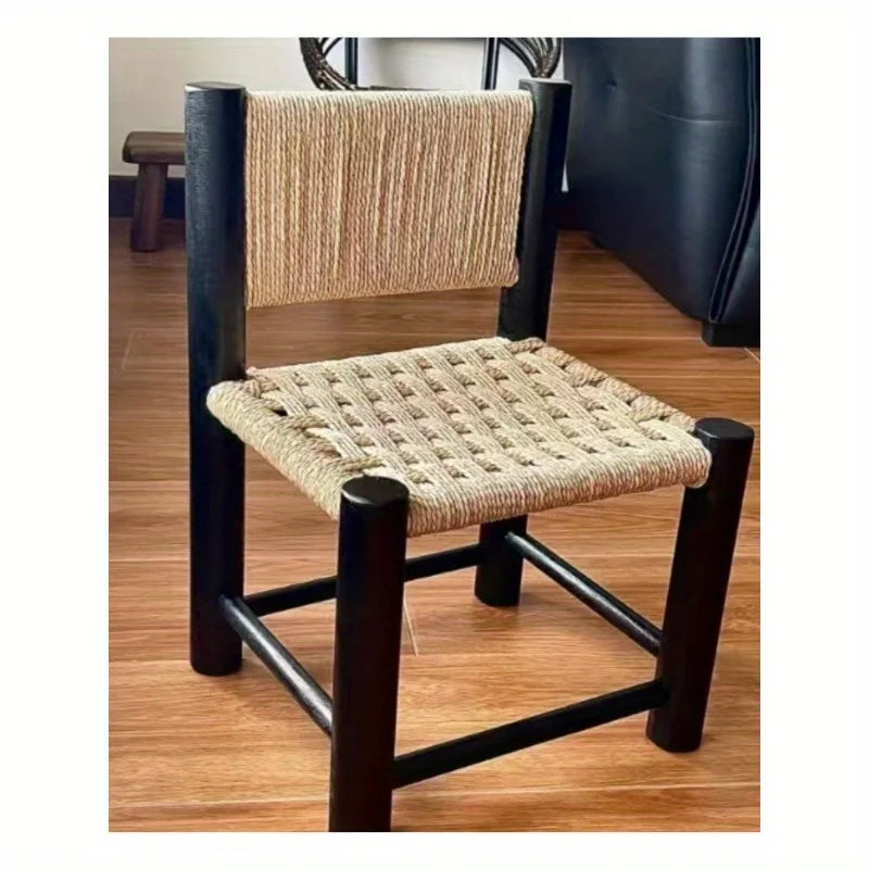 Shoe changing stool, woven stool, medieval rope woven stool, ins style Nordic solid wood home low stool with