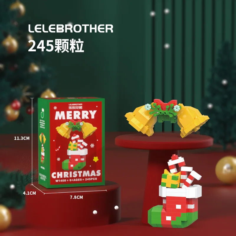 DIY Model Christmas Building Block Santa Claus Snowman Christmas Tree Building Block Toy  Christmas Decoration Party Favours