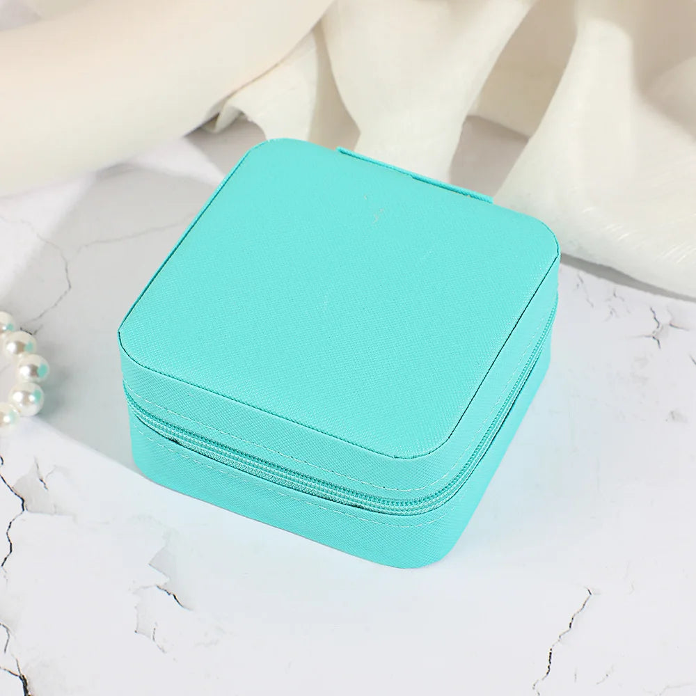 Mini Jewelry Storage Box Portable Home Travel Earrings Necklace Storage Case for Women Ring Organizer PU Leather Display Case