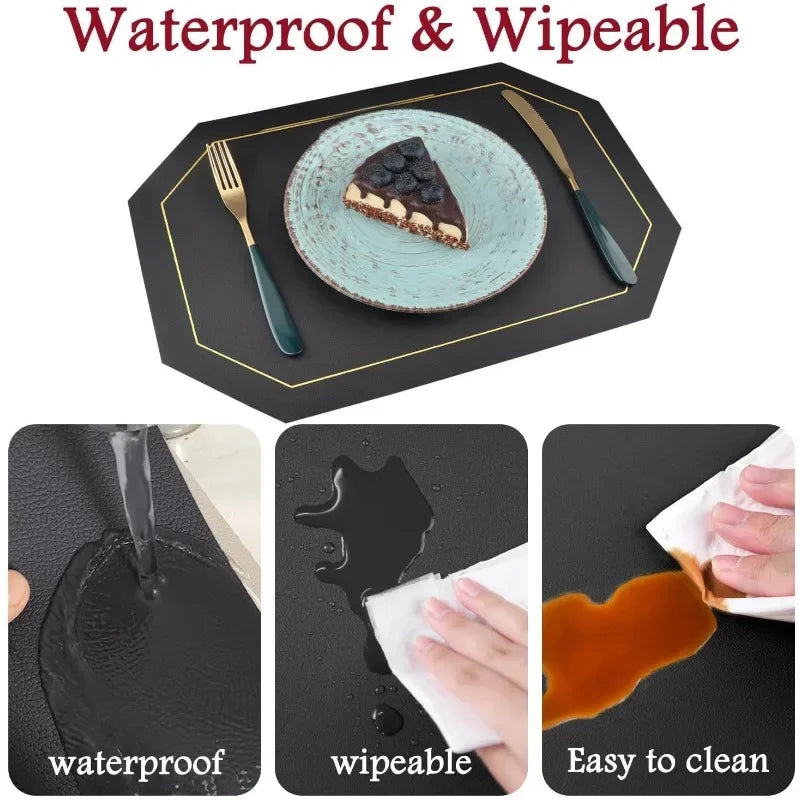 1/4pcs Faux Leather Placemats ,Waterproof,Oil-resistant, Heat-resistant, Anti-scald Dinner Bowl Mat, Kitchen Dining Table  Mats