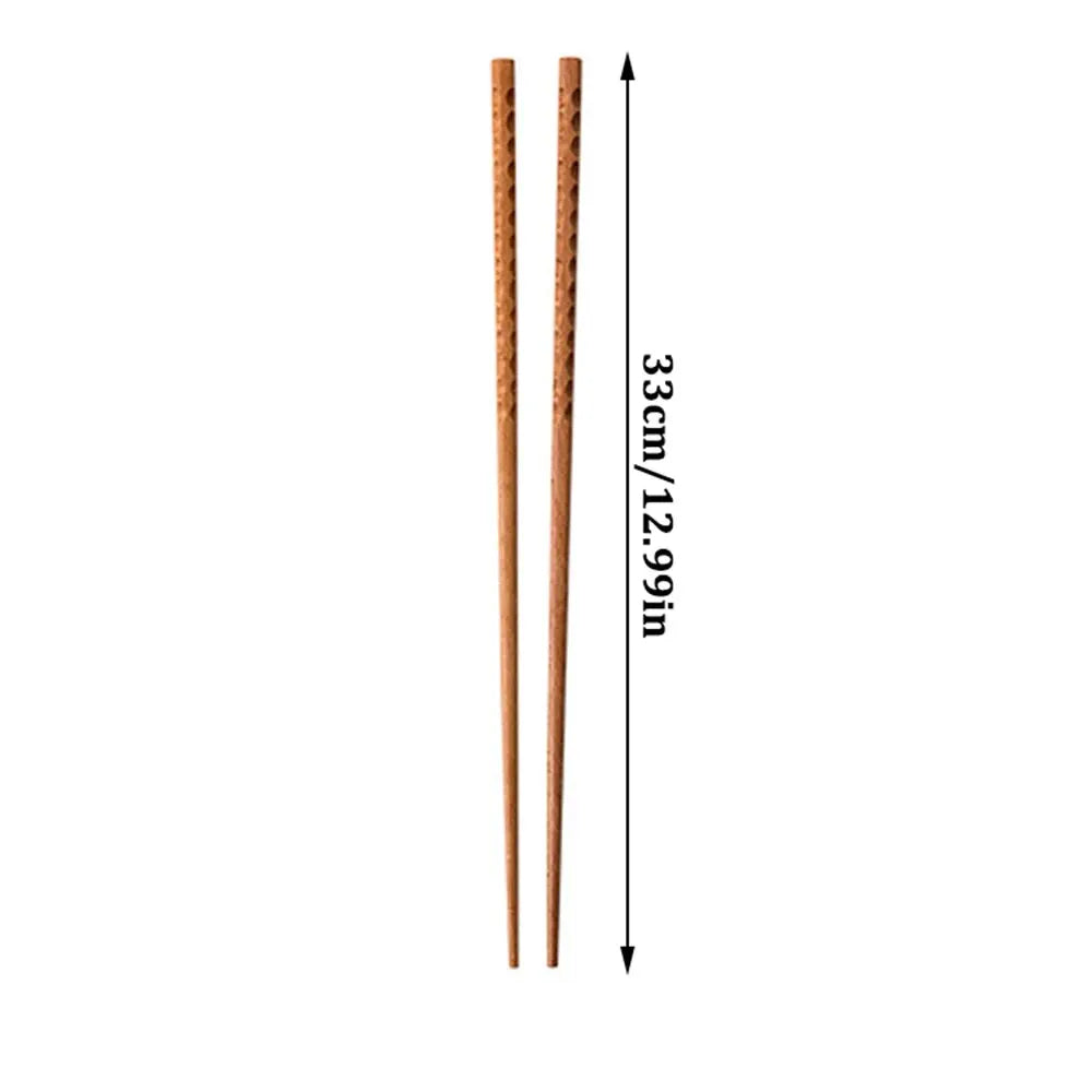 1Pair Long Hot Pot Fried Chopsticks Home Non-slip Lo Mein Chopsticks Kitchen Solid Wood For Cooking Hot Pot