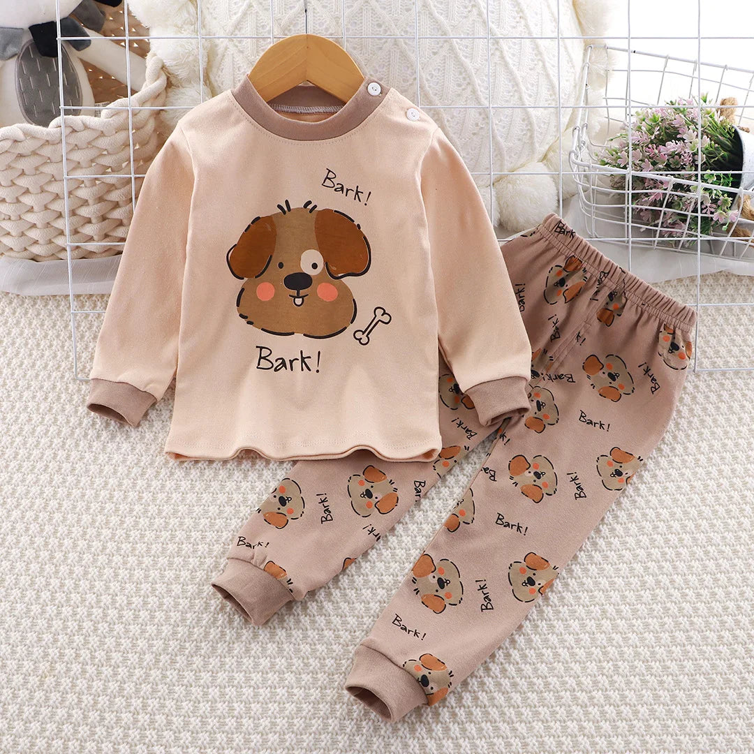 Baby Fall Clothes Cartoon Animal Sleepwear Children Pajamas Sets Unisex Kids Autumn Clothing Durable Soft Warm Comfort