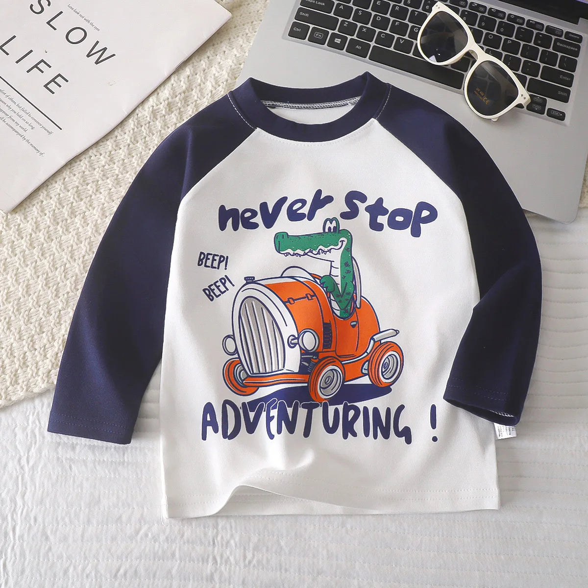 Cartoon Kids Long Sleeve Tops Cute  Dinosaur Children T-shirt Spring Autumn Cotton Clothing Baby Bottoming Shirt
