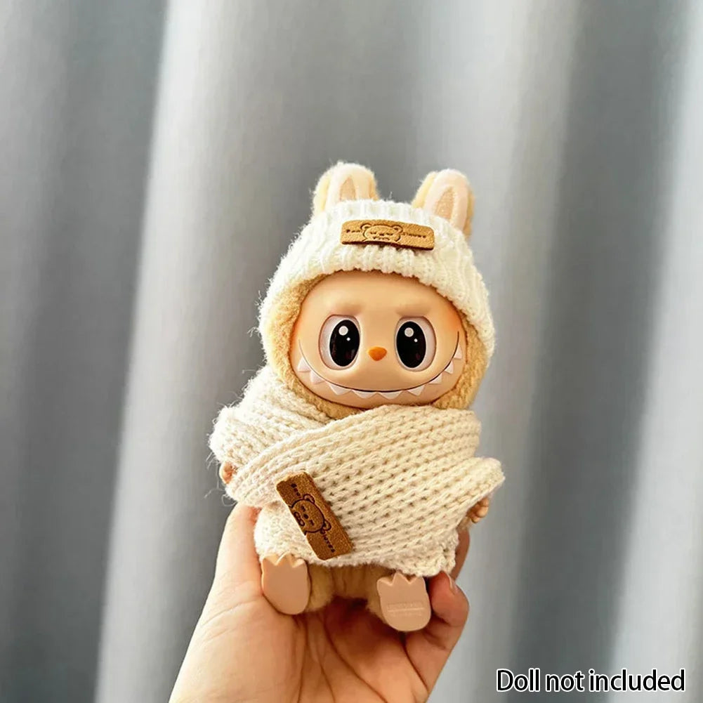 Labubu V1v2,Clothing, Seat Suit, Scarf, Bag, Doll Accessories, Cute Decoration, 15-17 cm
