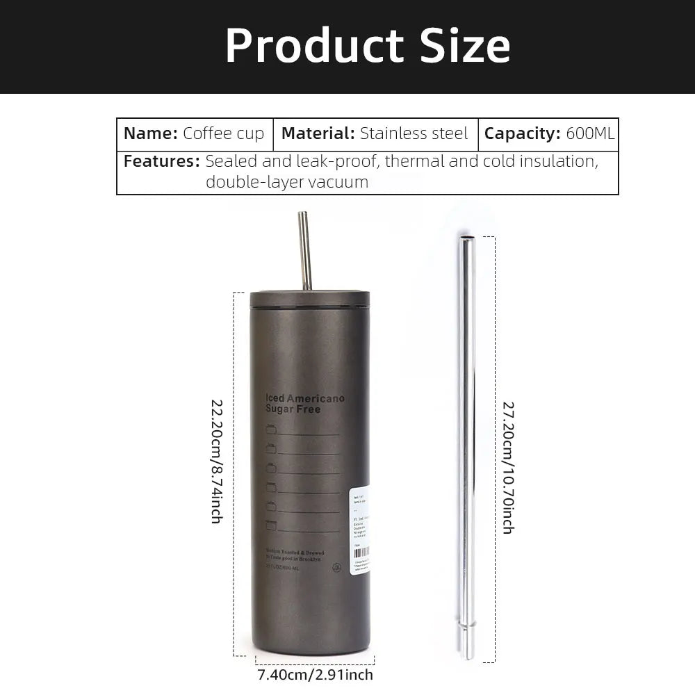 Stainless Steel Coffee Cup Thermoses Double Wall Vacuum Flask Insulated Cup Portable Ice American Coffee Mug Water Bottle
