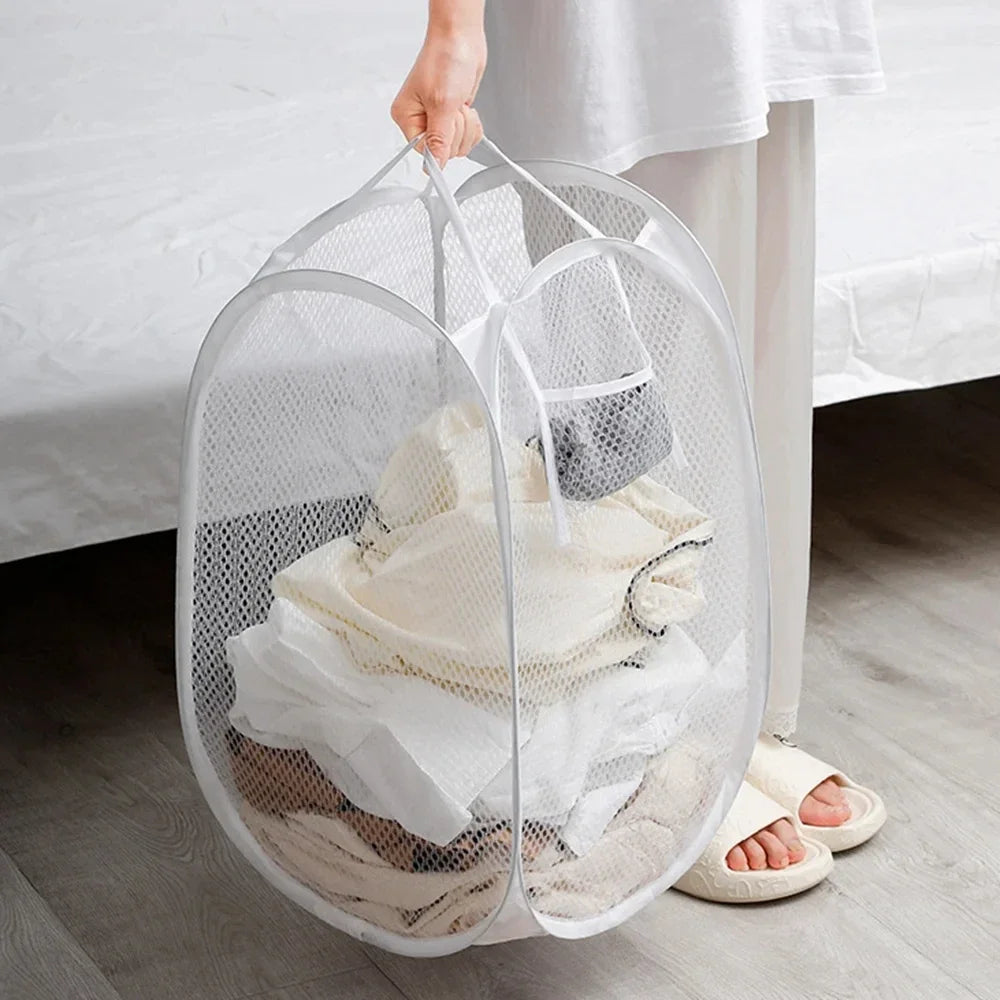 1pc, Dirty Clothes Basket Skeleton Ventilated Foldable Easy Storage Portable Large Capacity Clothes Basket