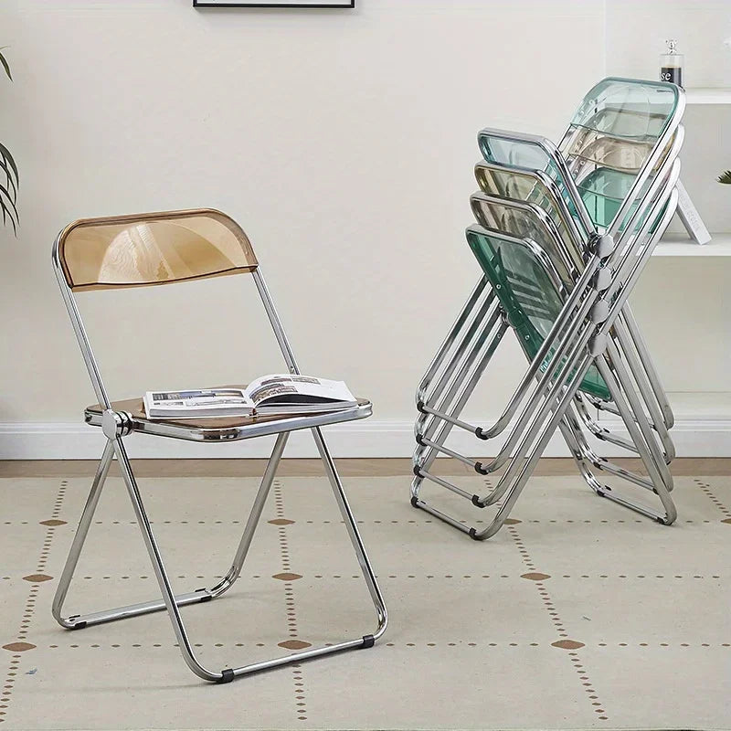 Acrylic Transparent Folding Chair Simple Home Ins Dining Chair Stool for Clothing Store Photo Fashion Internet Celebrity