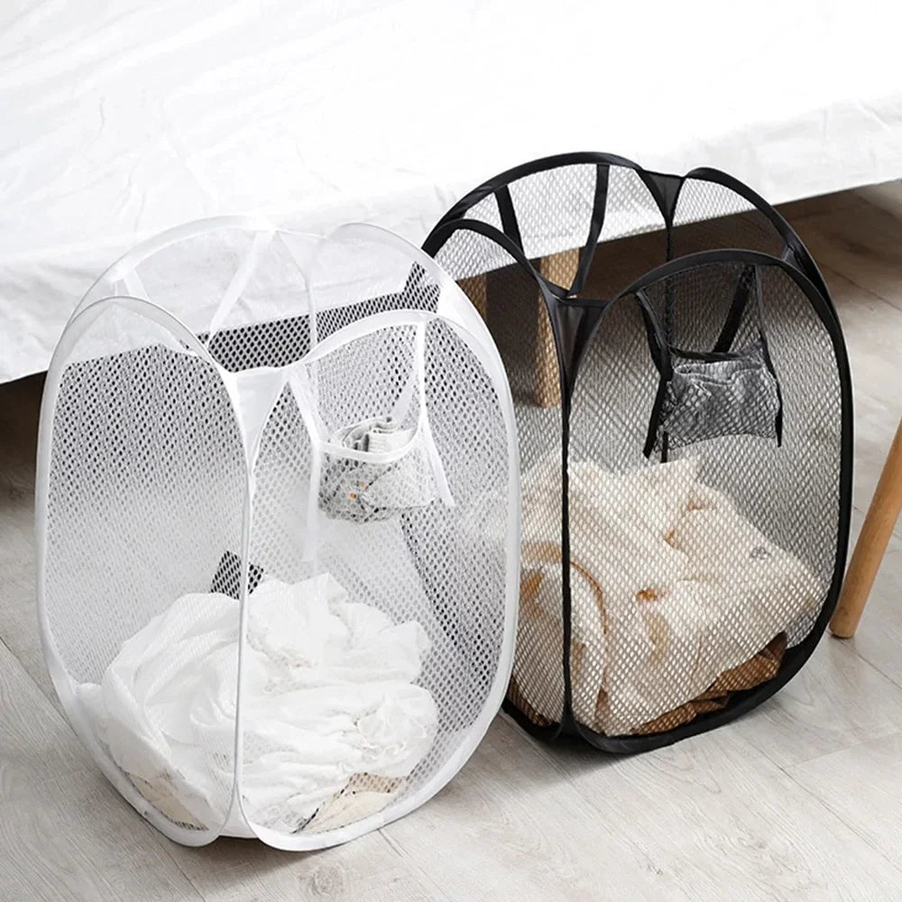 1pc, Dirty Clothes Basket Skeleton Ventilated Foldable Easy Storage Portable Large Capacity Clothes Basket