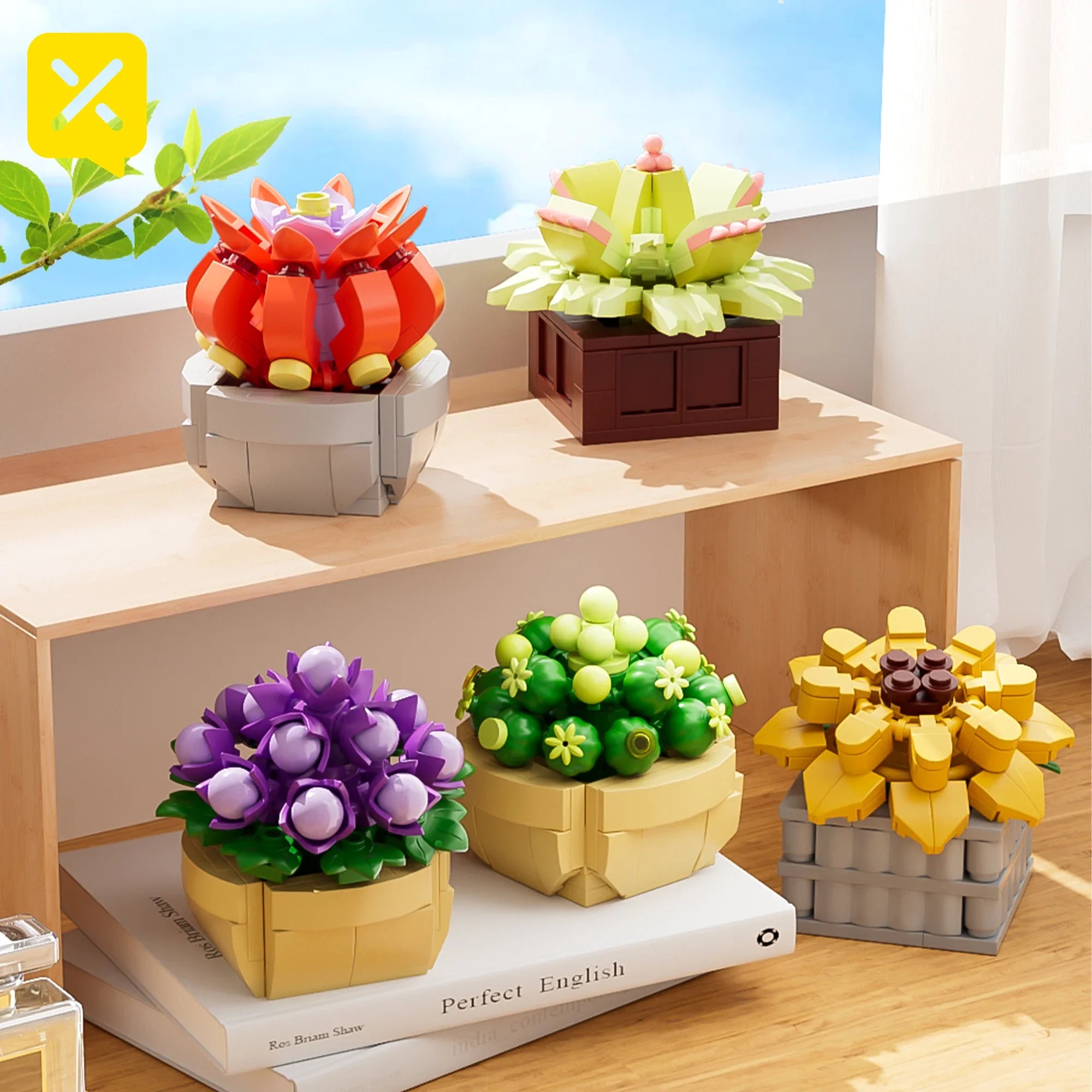 ToylinX Succulent Flower Potted Building Blocks 115PCS Toy Model Garden Children Adult  Festive Gifts Christmas Halloween Easter