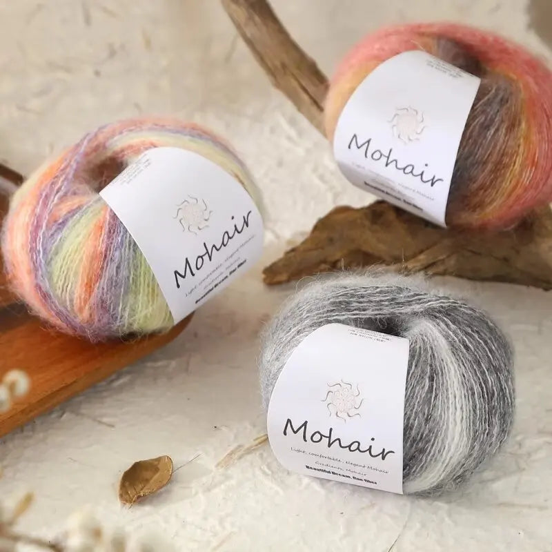 Silk gradual change mohair, hand DIY woven color wool super soft, plush bright silk wool ball