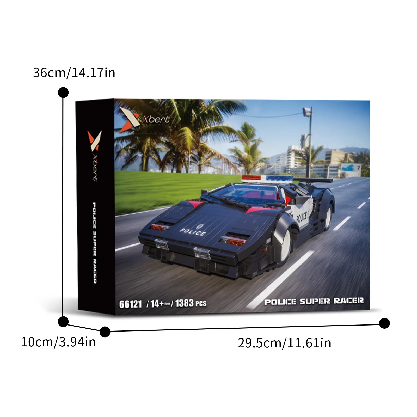 1383Pcs Interactive Police Sports Car Building Blocks Toy Kit - Educational Birthday Gift Set for Kids & Adults, Display Model