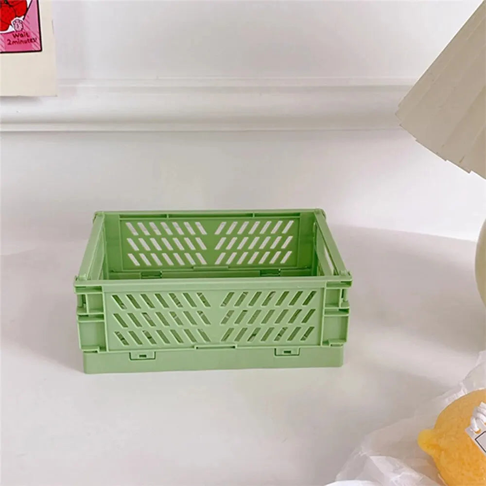 1PC Desktop Foldable Storage Box, Student Stationery Shelf, Miscellaneous Cosmetics Storage Basket