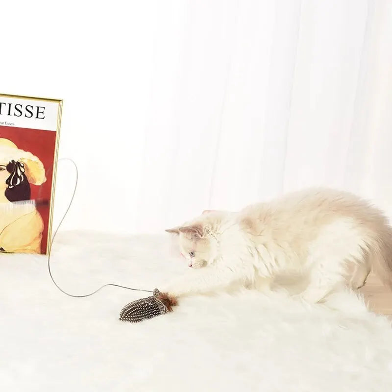1PC Primary Feather Cat Teaser Stick with Feather Bell for Indoor Cats' Fun Exercise Interactive Pet Toy