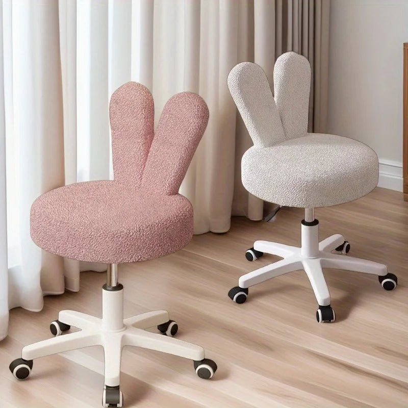Rabbit Ear Makeup Chair Cream Wind Lamb Fleece Chair Bedroom Computer Back Chair Nail Shop Cartoon Lifting Dressing Stool