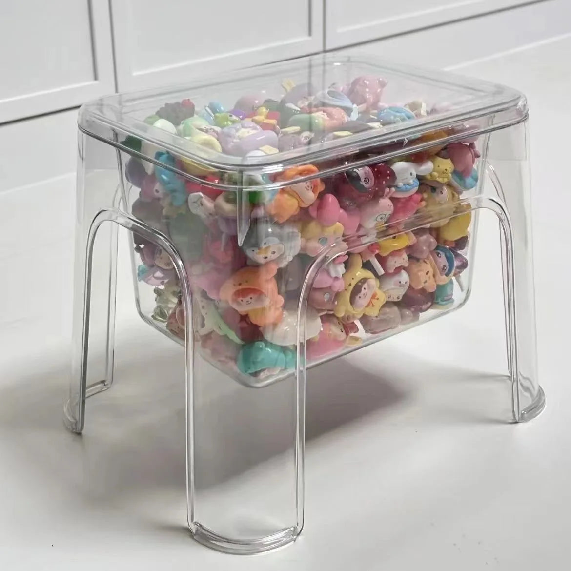 storage stool Thickened PET transparent stool Living room small bench Household chair Simple multi-functional plastic stool