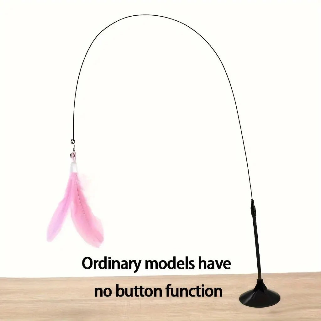Cat Preview Toy - Interactive Bell and Feather Cane - Long Sucking Cup Rod, Fun Game Time Adventure Use - Ultimate Cat Toy