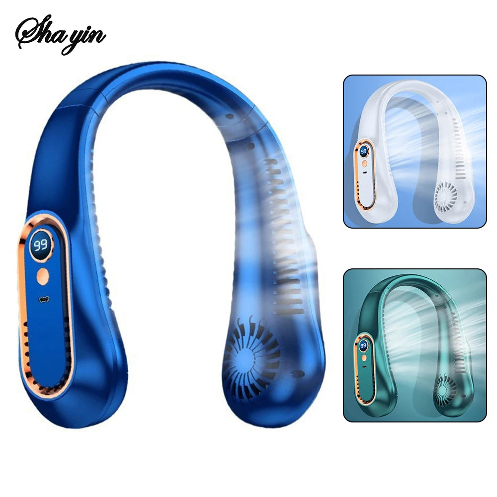 1PC Neck-Mounted Fan Without Blades, Outdoor Usb Mini Portable Rechargeable Anti-Choking Electric Fan