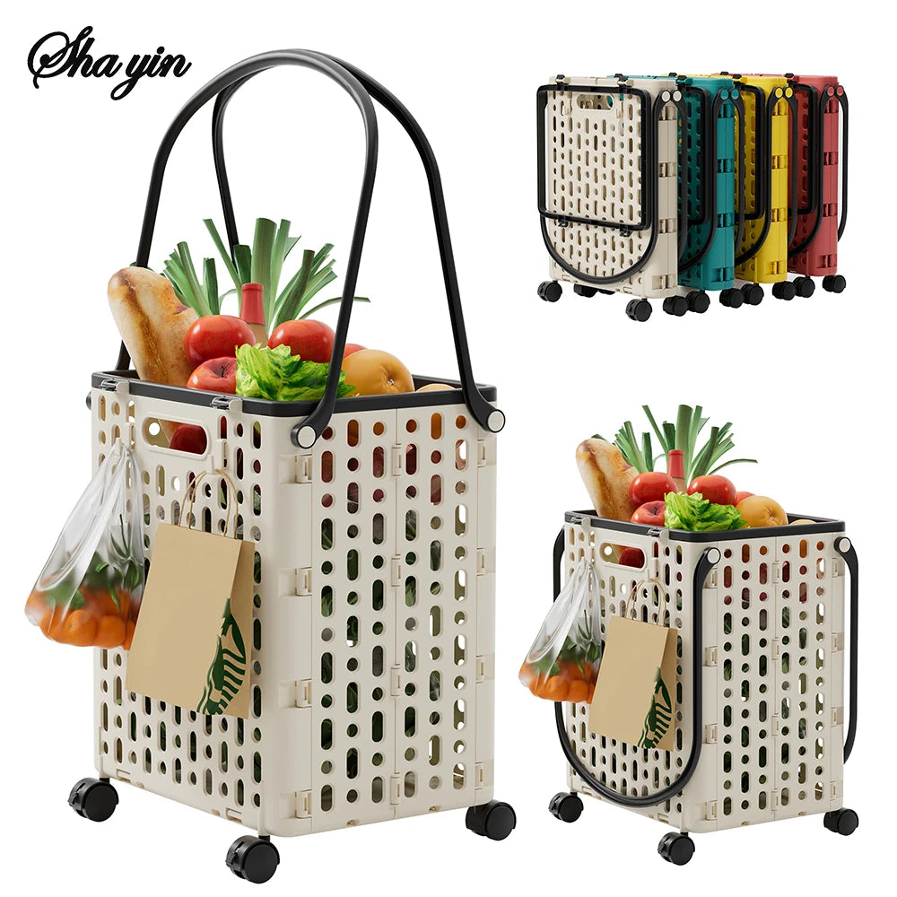 1PC Folding Supermarket Shopping Cart, Household Trolley, Grocery Shopping Cart, Foldable Shopping Cart For Shopping Malls