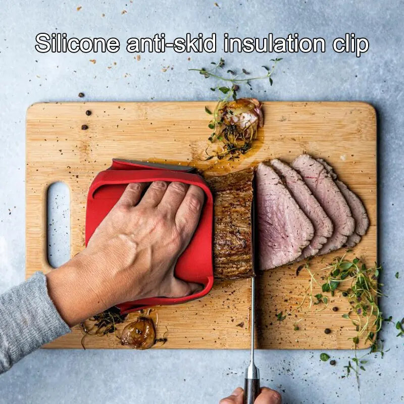1PC Multi-functional Silicone Anti-scald Non-slip Vegetable Cutting Aid Silicone Anti-slip Heat Insulation Clip Cooking Baking