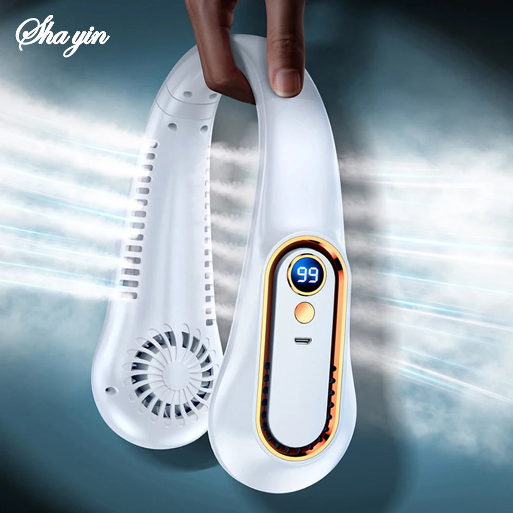 1PC Neck-Mounted Fan Without Blades, Outdoor Usb Mini Portable Rechargeable Anti-Choking Electric Fan